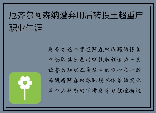厄齐尔阿森纳遭弃用后转投土超重启职业生涯